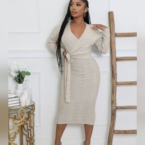 Wrap It Up Cable Knit Wrap Dress